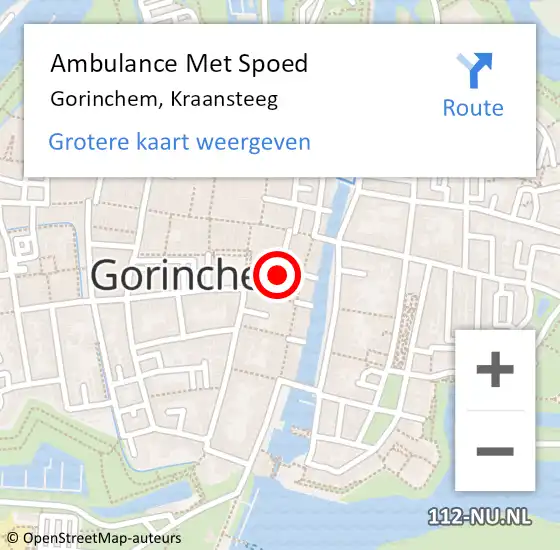Locatie op kaart van de 112 melding: Ambulance Met Spoed Naar Gorinchem, Kraansteeg op 4 november 2018 03:38