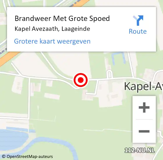 Locatie op kaart van de 112 melding: Brandweer Met Grote Spoed Naar Kapel Avezaath, Laageinde op 4 november 2018 07:12