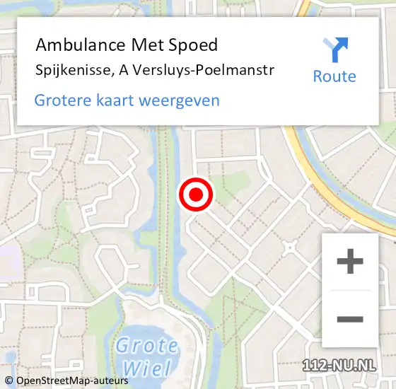 Locatie op kaart van de 112 melding: Ambulance Met Spoed Naar Spijkenisse, A Versluys-Poelmanstr op 4 november 2018 09:35