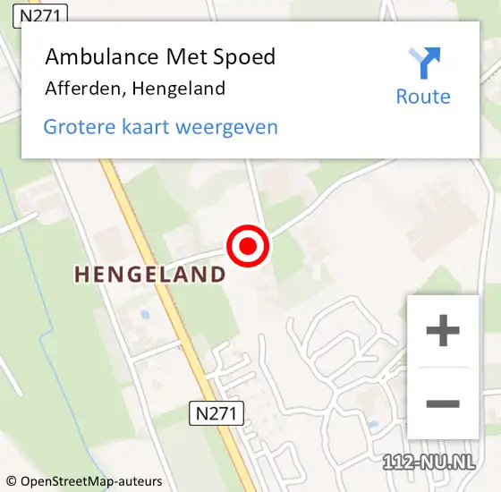 Locatie op kaart van de 112 melding: Ambulance Met Spoed Naar Afferden, Hengeland op 4 november 2018 11:53