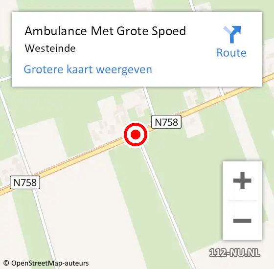 Locatie op kaart van de 112 melding: Ambulance Met Grote Spoed Naar Westeinde op 4 november 2018 12:13