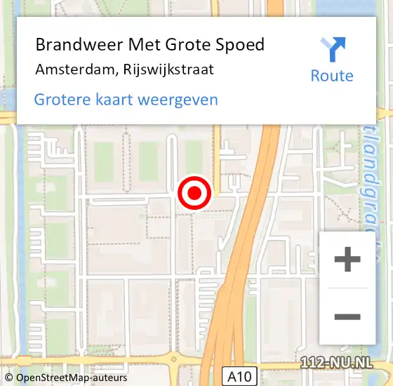 Locatie op kaart van de 112 melding: Brandweer Met Grote Spoed Naar Amsterdam, Rijswijkstraat op 4 november 2018 17:09