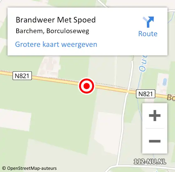 Locatie op kaart van de 112 melding: Brandweer Met Spoed Naar Barchem, Borculoseweg op 4 november 2018 19:31
