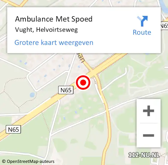 Locatie op kaart van de 112 melding: Ambulance Met Spoed Naar Vught, Helvoirtseweg op 4 november 2018 22:57