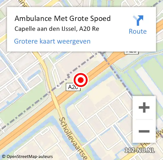 Locatie op kaart van de 112 melding: Ambulance Met Grote Spoed Naar Capelle aan den IJssel, A20 Re op 5 november 2018 05:54