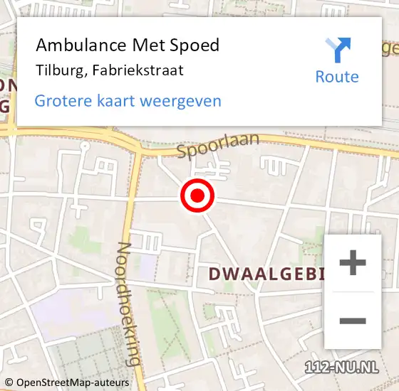 Locatie op kaart van de 112 melding: Ambulance Met Spoed Naar Tilburg, Fabriekstraat op 5 november 2018 07:50