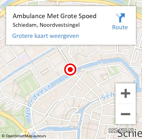 Locatie op kaart van de 112 melding: Ambulance Met Grote Spoed Naar Schiedam, Noordvestsingel op 5 november 2018 08:24