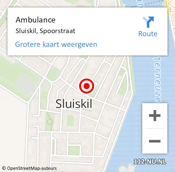 Locatie op kaart van de 112 melding: Ambulance Sluiskil, Spoorstraat op 5 november 2018 09:00