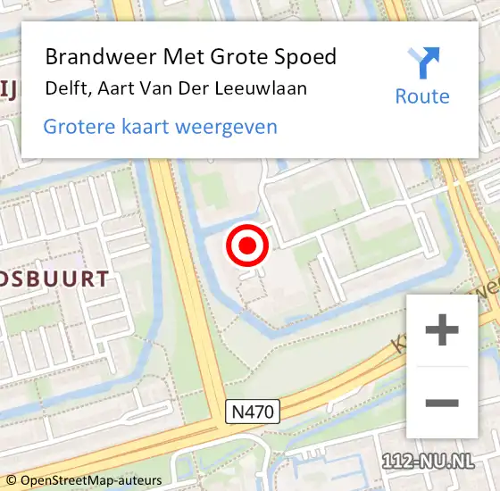 Locatie op kaart van de 112 melding: Brandweer Met Grote Spoed Naar Delft, Aart Van Der Leeuwlaan op 5 november 2018 11:47