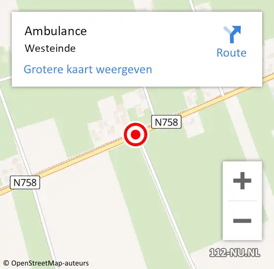 Locatie op kaart van de 112 melding: Ambulance Westeinde op 5 november 2018 11:54