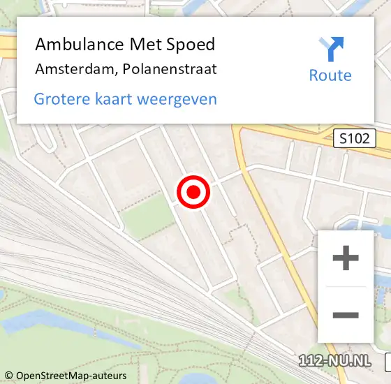 Locatie op kaart van de 112 melding: Ambulance Met Spoed Naar Amsterdam, Polanenstraat op 5 november 2018 13:49