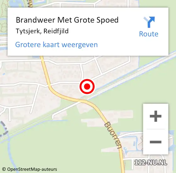 Locatie op kaart van de 112 melding: Brandweer Met Grote Spoed Naar Tytsjerk, Reidfjild op 13 maart 2014 18:28
