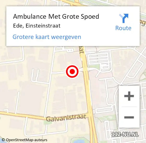 Locatie op kaart van de 112 melding: Ambulance Met Grote Spoed Naar Ede, Einsteinstraat op 5 november 2018 14:54