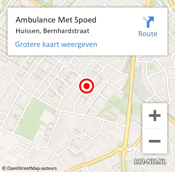 Locatie op kaart van de 112 melding: Ambulance Met Spoed Naar Huissen, Bernhardstraat op 6 november 2018 02:10
