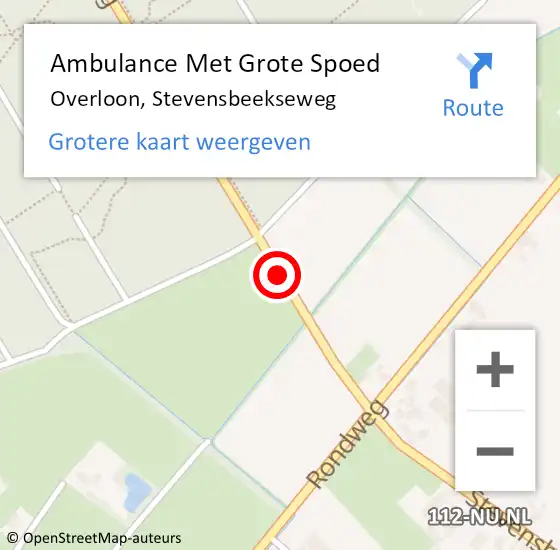 Locatie op kaart van de 112 melding: Ambulance Met Grote Spoed Naar Overloon, Stevensbeekseweg op 6 november 2018 03:24
