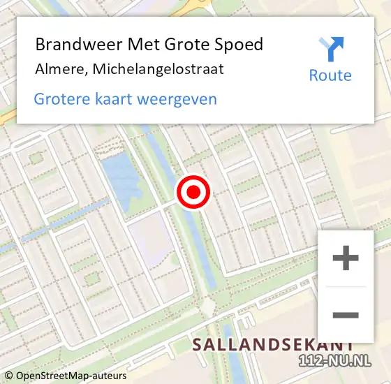 Locatie op kaart van de 112 melding: Brandweer Met Grote Spoed Naar Almere, Michelangelostraat op 6 november 2018 03:59