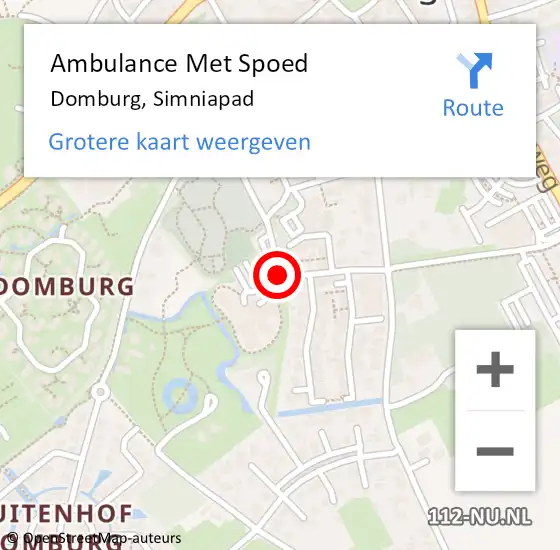Locatie op kaart van de 112 melding: Ambulance Met Spoed Naar Domburg, Simniapad op 6 november 2018 08:34