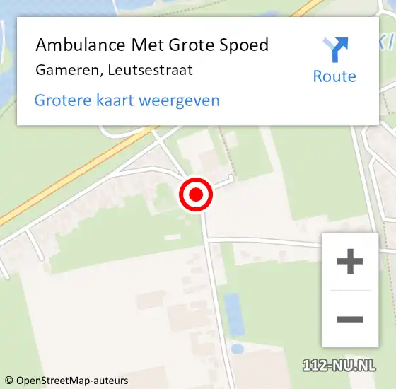 Locatie op kaart van de 112 melding: Ambulance Met Grote Spoed Naar Gameren, Leutsestraat op 6 november 2018 11:14