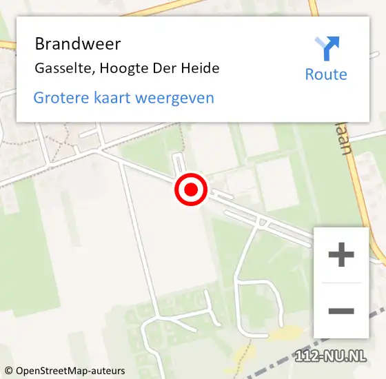 Locatie op kaart van de 112 melding: Brandweer Gasselte, Hoogte Der Heide op 6 november 2018 13:09