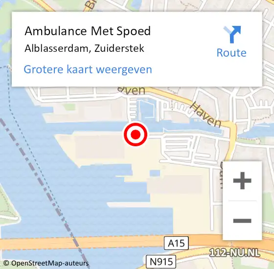 Locatie op kaart van de 112 melding: Ambulance Met Spoed Naar Alblasserdam, Zuiderstek op 6 november 2018 15:04