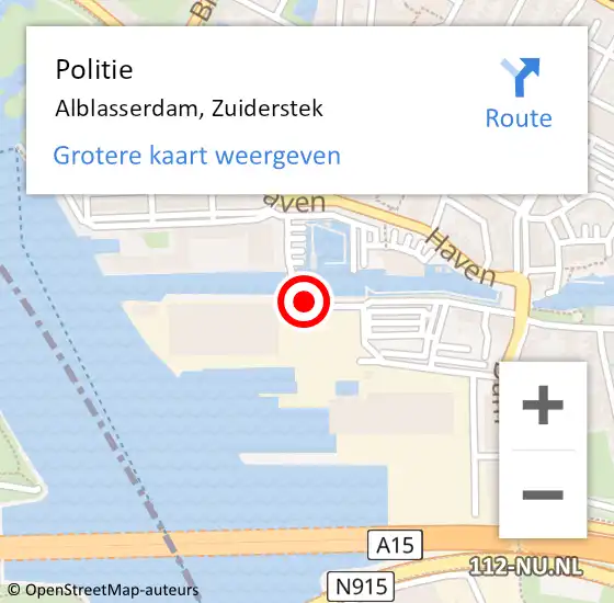 Locatie op kaart van de 112 melding: Politie Alblasserdam, Zuiderstek op 6 november 2018 15:09