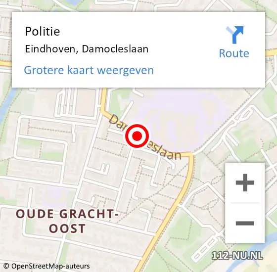 Locatie op kaart van de 112 melding: Politie Eindhoven, Damocleslaan op 6 november 2018 15:14