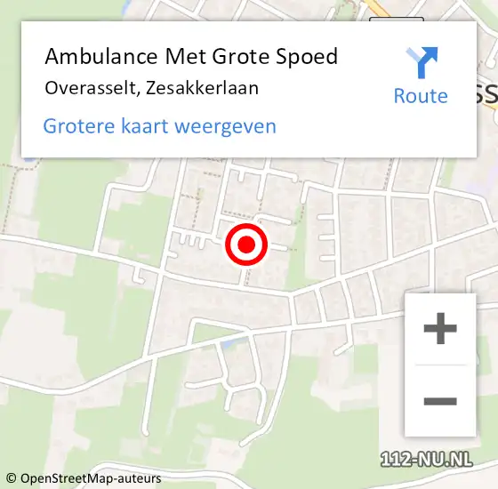 Locatie op kaart van de 112 melding: Ambulance Met Grote Spoed Naar Overasselt, Zesakkerlaan op 6 november 2018 17:58