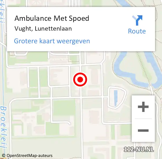 Locatie op kaart van de 112 melding: Ambulance Met Spoed Naar Vught, Lunettenlaan op 7 november 2018 03:27
