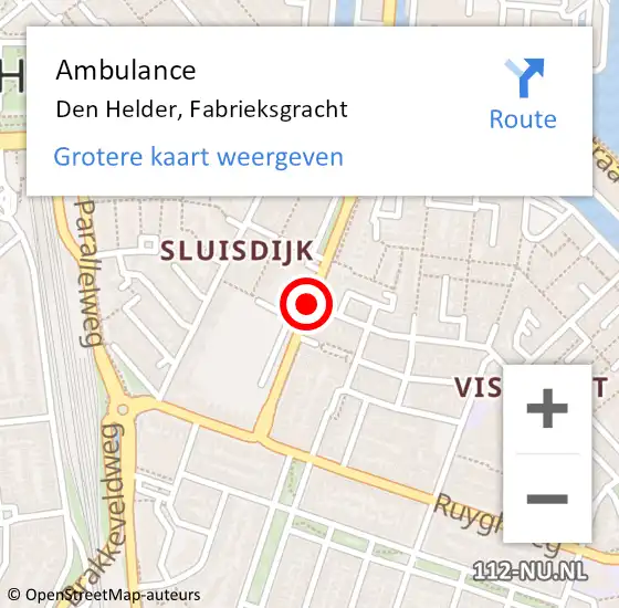 Locatie op kaart van de 112 melding: Ambulance Den Helder, Fabrieksgracht op 7 november 2018 08:13