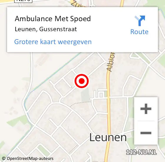 Locatie op kaart van de 112 melding: Ambulance Met Spoed Naar Leunen, Gussenstraat op 7 november 2018 10:56