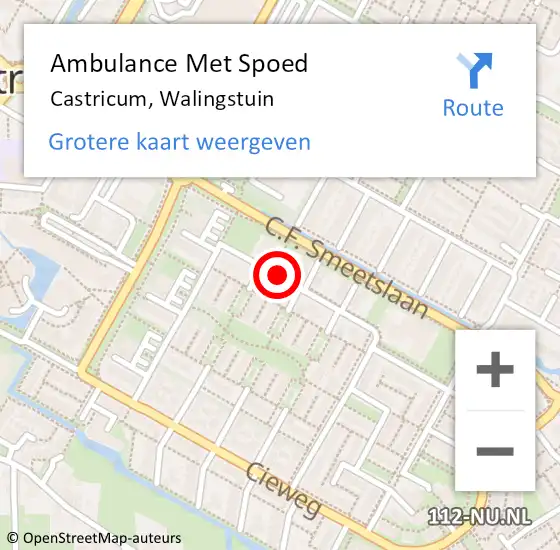 Locatie op kaart van de 112 melding: Ambulance Met Spoed Naar Castricum, Walingstuin op 7 november 2018 12:55