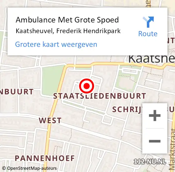 Locatie op kaart van de 112 melding: Ambulance Met Grote Spoed Naar Kaatsheuvel, Frederik Hendrikpark op 7 november 2018 12:55