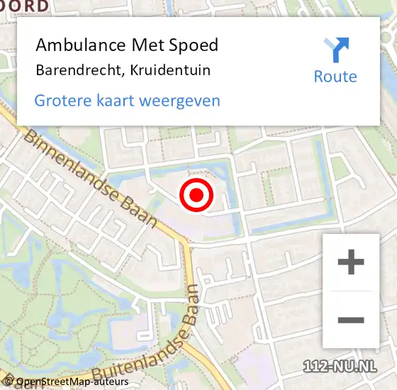 Locatie op kaart van de 112 melding: Ambulance Met Spoed Naar Barendrecht, Kruidentuin op 7 november 2018 13:43