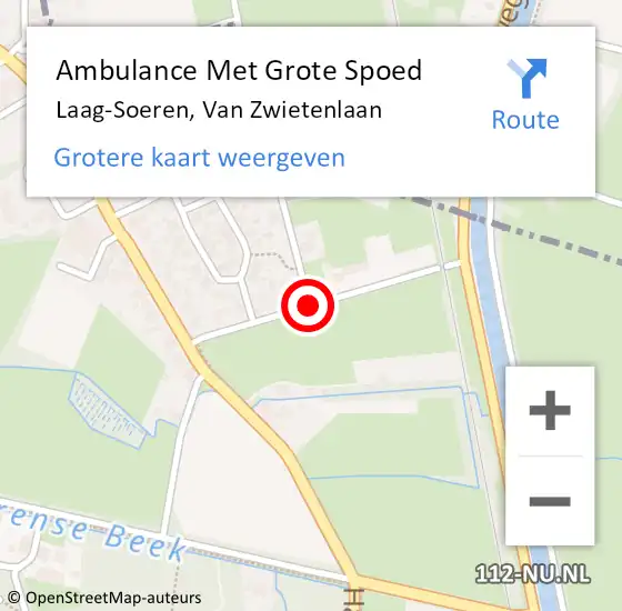 Locatie op kaart van de 112 melding: Ambulance Met Grote Spoed Naar Laag-Soeren, Van Zwietenlaan op 7 november 2018 17:24