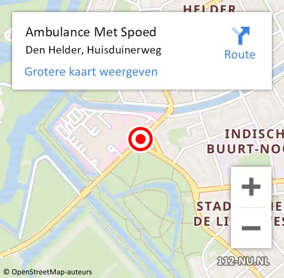 Locatie op kaart van de 112 melding: Ambulance Met Spoed Naar Den Helder, Huisduinerweg op 7 november 2018 19:33