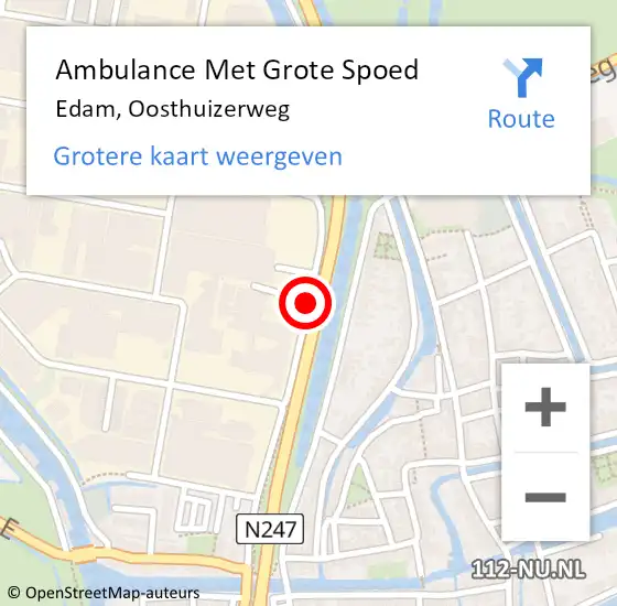 Locatie op kaart van de 112 melding: Ambulance Met Grote Spoed Naar Edam, Oosthuizerweg op 7 november 2018 21:34