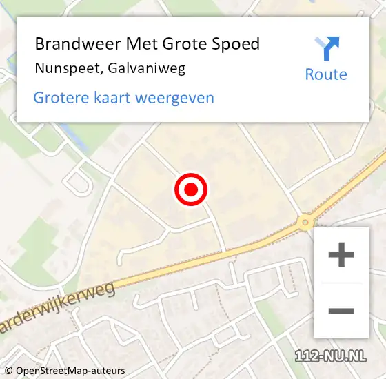 Locatie op kaart van de 112 melding: Brandweer Met Grote Spoed Naar Nunspeet, Galvaniweg op 8 november 2018 02:35