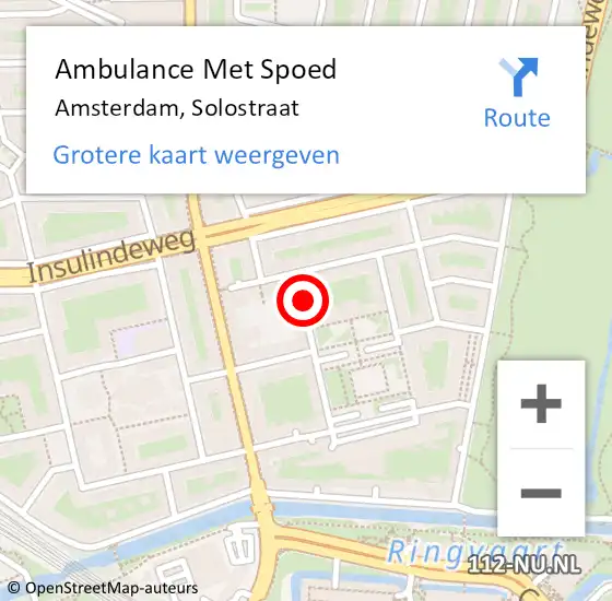 Locatie op kaart van de 112 melding: Ambulance Met Spoed Naar Amsterdam, Solostraat op 8 november 2018 06:23