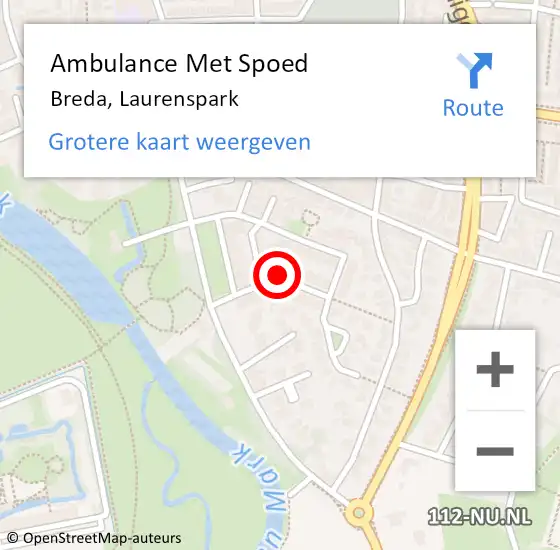 Locatie op kaart van de 112 melding: Ambulance Met Spoed Naar Breda, Laurenspark op 8 november 2018 07:25