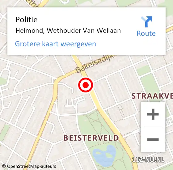 Locatie op kaart van de 112 melding: Politie Helmond, Wethouder Van Wellaan op 8 november 2018 13:41