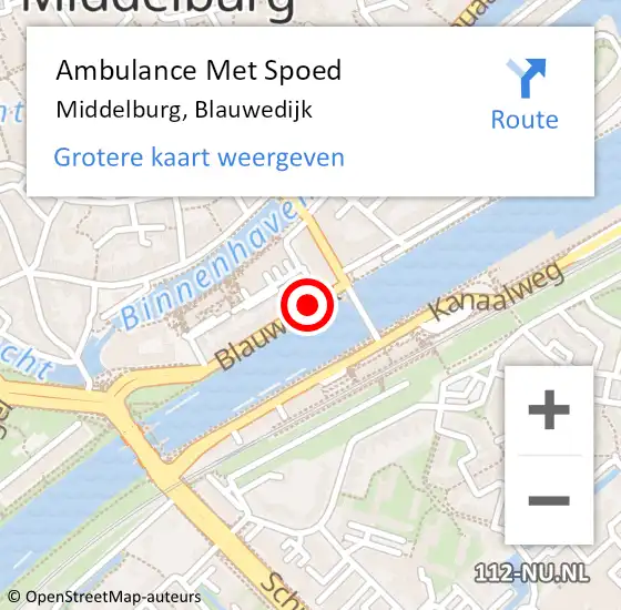 Locatie op kaart van de 112 melding: Ambulance Met Spoed Naar Middelburg, Blauwedijk op 8 november 2018 14:33