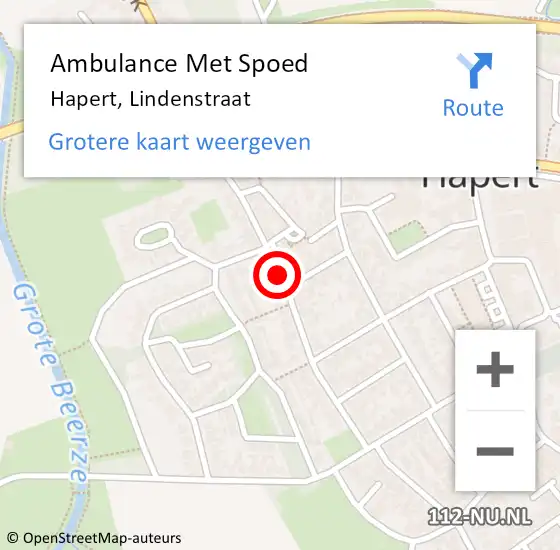 Locatie op kaart van de 112 melding: Ambulance Met Spoed Naar Hapert, Lindenstraat op 8 november 2018 21:38