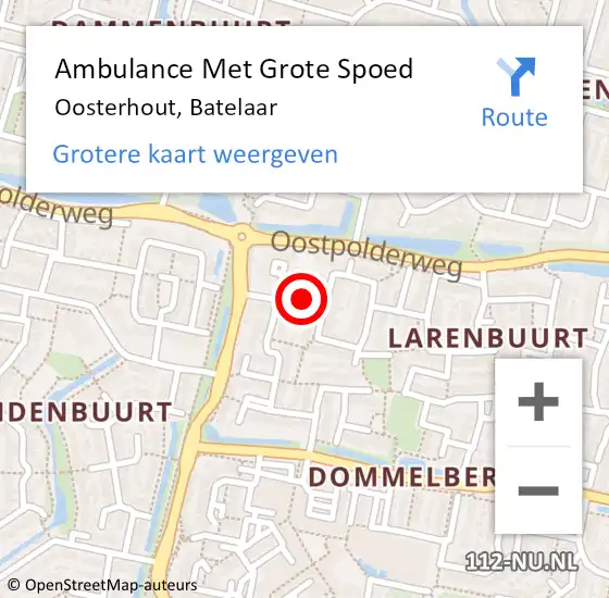 Locatie op kaart van de 112 melding: Ambulance Met Grote Spoed Naar Oosterhout, Batelaar op 8 november 2018 23:07