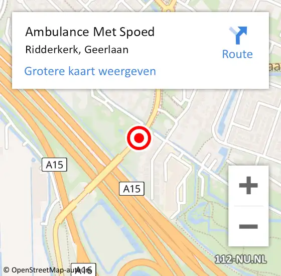 Locatie op kaart van de 112 melding: Ambulance Met Spoed Naar Ridderkerk, Geerlaan op 8 november 2018 23:20