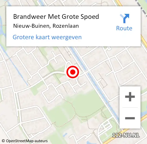 Locatie op kaart van de 112 melding: Brandweer Met Grote Spoed Naar Nieuw-Buinen, Rozenlaan op 9 november 2018 00:35
