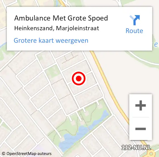 Locatie op kaart van de 112 melding: Ambulance Met Grote Spoed Naar Heinkenszand, Marjoleinstraat op 9 november 2018 03:56