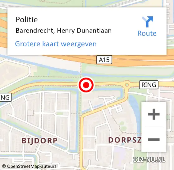 Locatie op kaart van de 112 melding: Politie Barendrecht, Henry Dunantlaan op 9 november 2018 07:33