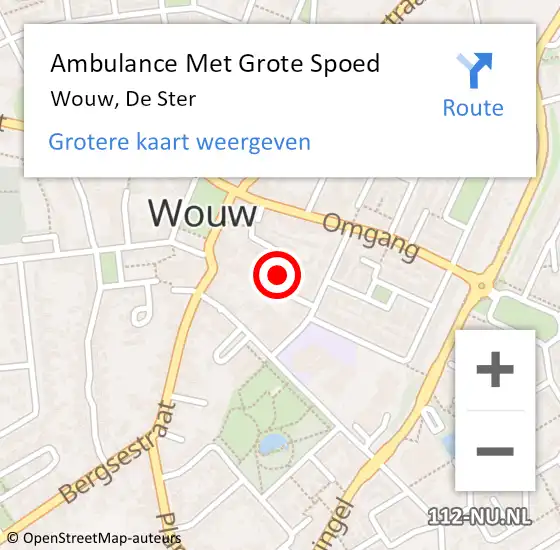 Locatie op kaart van de 112 melding: Ambulance Met Grote Spoed Naar Wouw, De Ster op 9 november 2018 07:46