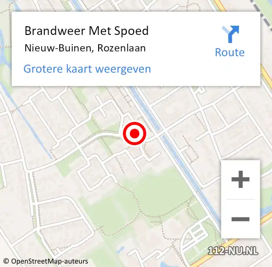 Locatie op kaart van de 112 melding: Brandweer Met Spoed Naar Nieuw-Buinen, Rozenlaan op 9 november 2018 10:09