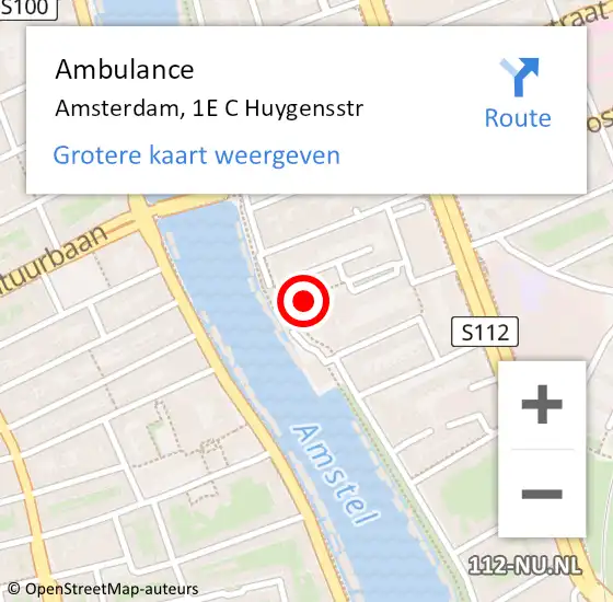 Locatie op kaart van de 112 melding: Ambulance Amsterdam, 1E C Huygensstr op 9 november 2018 10:35